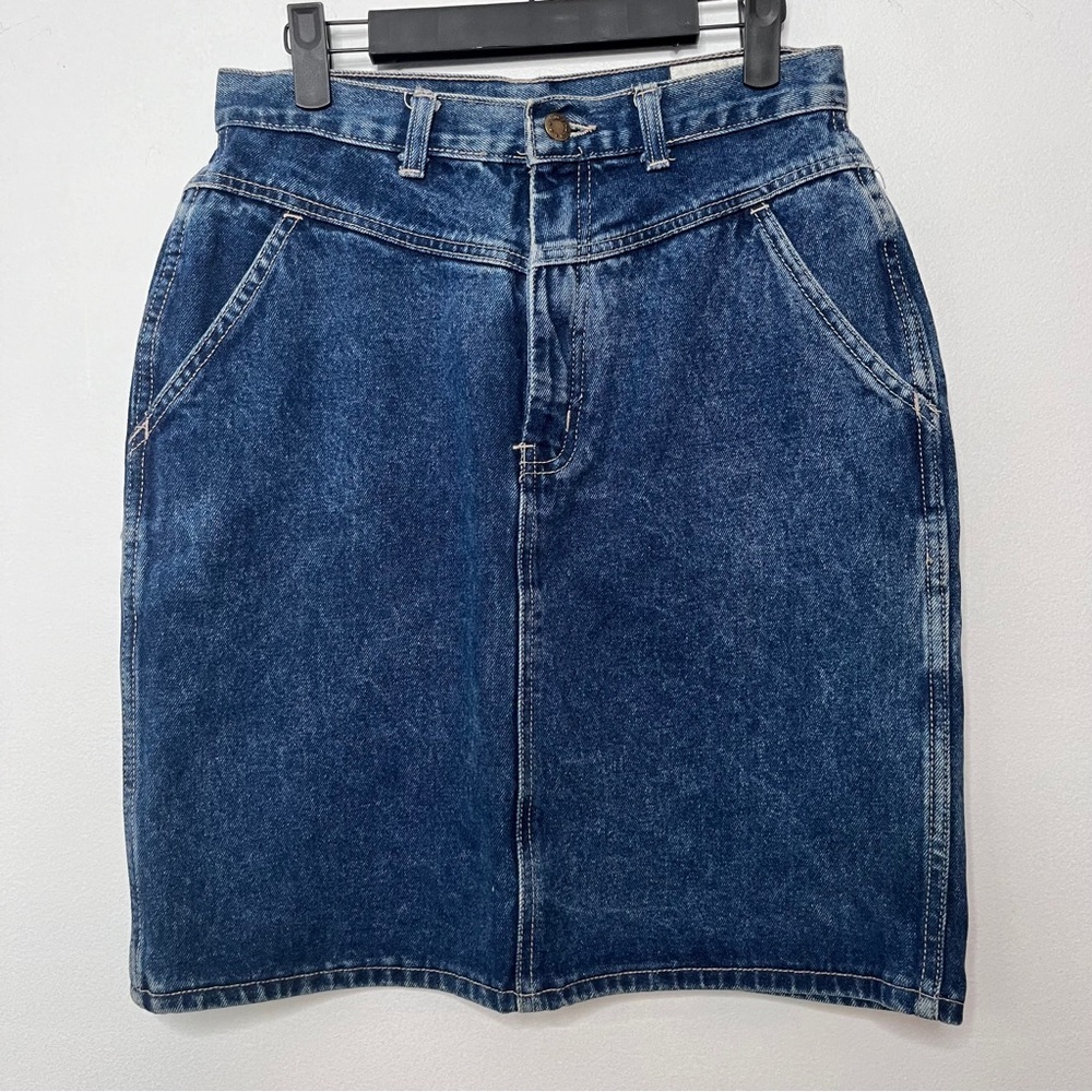 Vintage Unleaded Medium Wash Denim Mini Skirt Size 11 High Waist 90s Sportwear